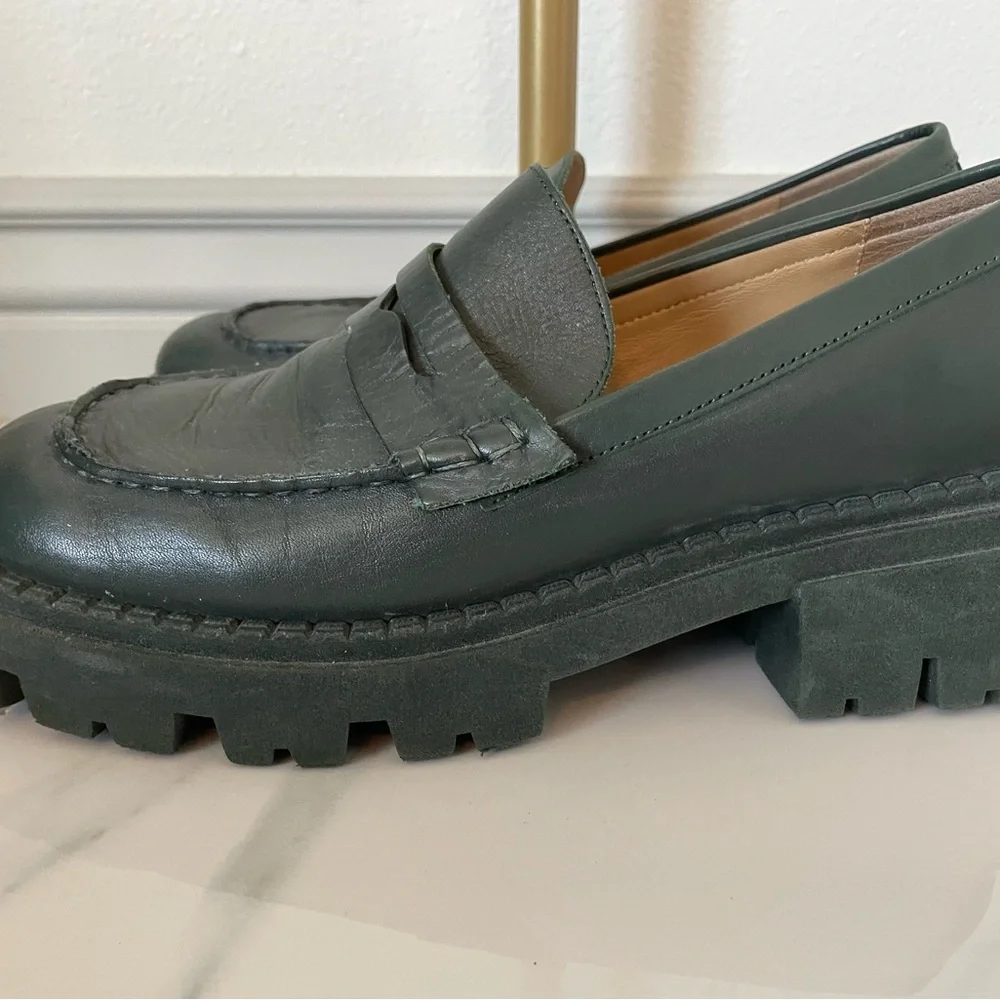 Free People Lyra Lug Sole Green Loafers Size 39.5/9.5 - Picture 5 of 11